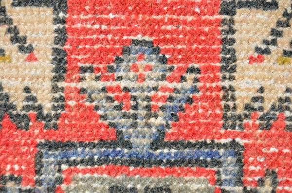Vintage Handmade Turkish small area rug doormat for home decor, bathroom rug, area oushak rug bathroom mat kitchen kilim rug, rug 3.3X1.4, 665821