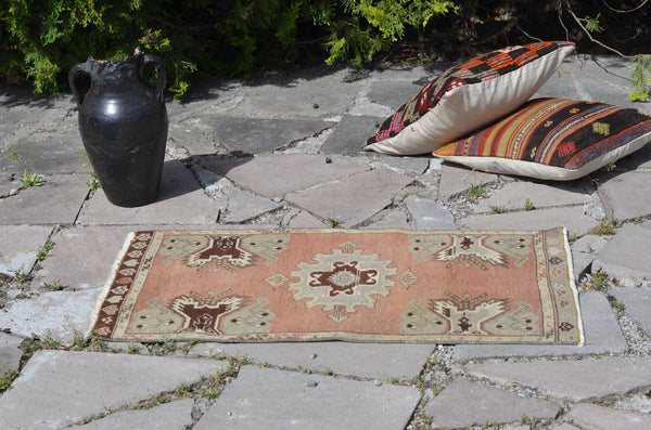 Handmade Turkish Vintage small area rug doormat for home decor, bathroom rug, area oushak rug bathroom mat kitchen kilim rug, rug 2.9x1.6, 664506