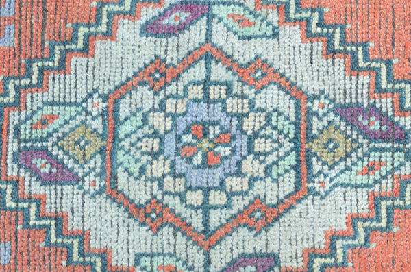 Vintage Handmade Turkish small area rug doormat for home decor, bathroom rug, area oushak rug bathroom mat kitchen kilim rug, rug 3.4X1.6, 664648