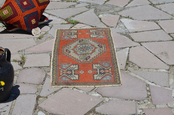 Natural Turkish Vintage small area rug doormat for home decor, bathroom rug, area oushak rug bathroom mat kitchen rug kilim rug, rug 3,2X1,6, 664590
