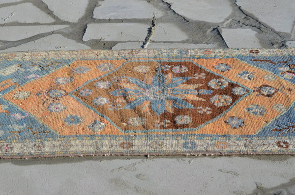 Unique Turkish Vintage small area rug doormat for home decor, bathroom rug, area oushak rug bathroom mat kitchen rug  kilim rug, rug 3.1x1.6, 664777