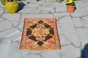 Unique Turkish Vintage small area rug doormat for home decor, bathroom rug, area oushak rug bathroom mat kitchen rug  kilim rug, rug 3.2x1.7, 664818