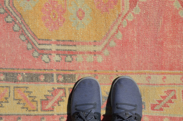 Pink Vintage Turkish Anatolian rug for home decor, area rug, oushak rug boho rug bedroom rug kitchen rug  bathroom rug kilim, rugs 8x4, 664425