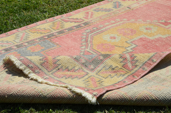 Pink Vintage Turkish Anatolian rug for home decor, area rug, oushak rug boho rug bedroom rug kitchen rug  bathroom rug kilim, rugs 8x4, 664425