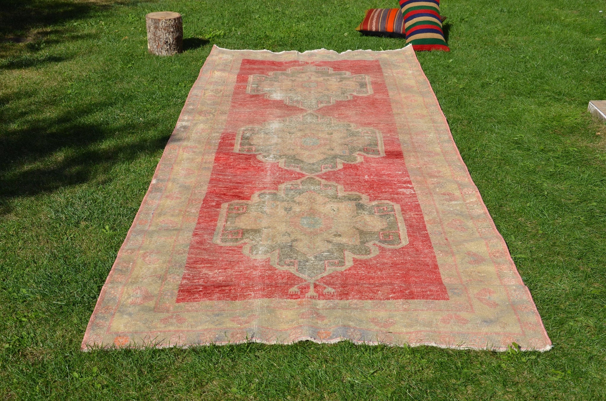 Hand knotted Turkish large Vintage rug for home decor, oversize rug, area rug oushak boho rug bedroom rug kitchen rug  kilim rug, rugs 11x5, 664979