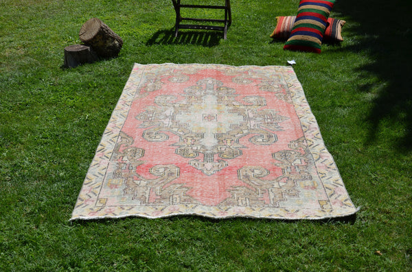 Natural Anatolian Vintage Turkish rug for home decor, area rug, oushak rug boho rug bedroom rug kitchen rug  bathroom rug kilim, rugs 7x4, 664442