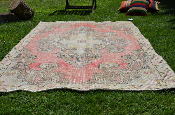 Natural Anatolian Vintage Turkish rug for home decor, area rug, oushak rug boho rug bedroom rug kitchen rug  bathroom rug kilim, rugs 7x4, 664442