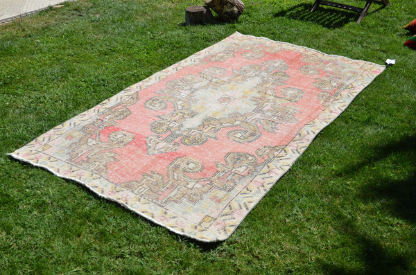 Natural Anatolian Vintage Turkish rug for home decor, area rug, oushak rug boho rug bedroom rug kitchen rug  bathroom rug kilim, rugs 7x4, 664442