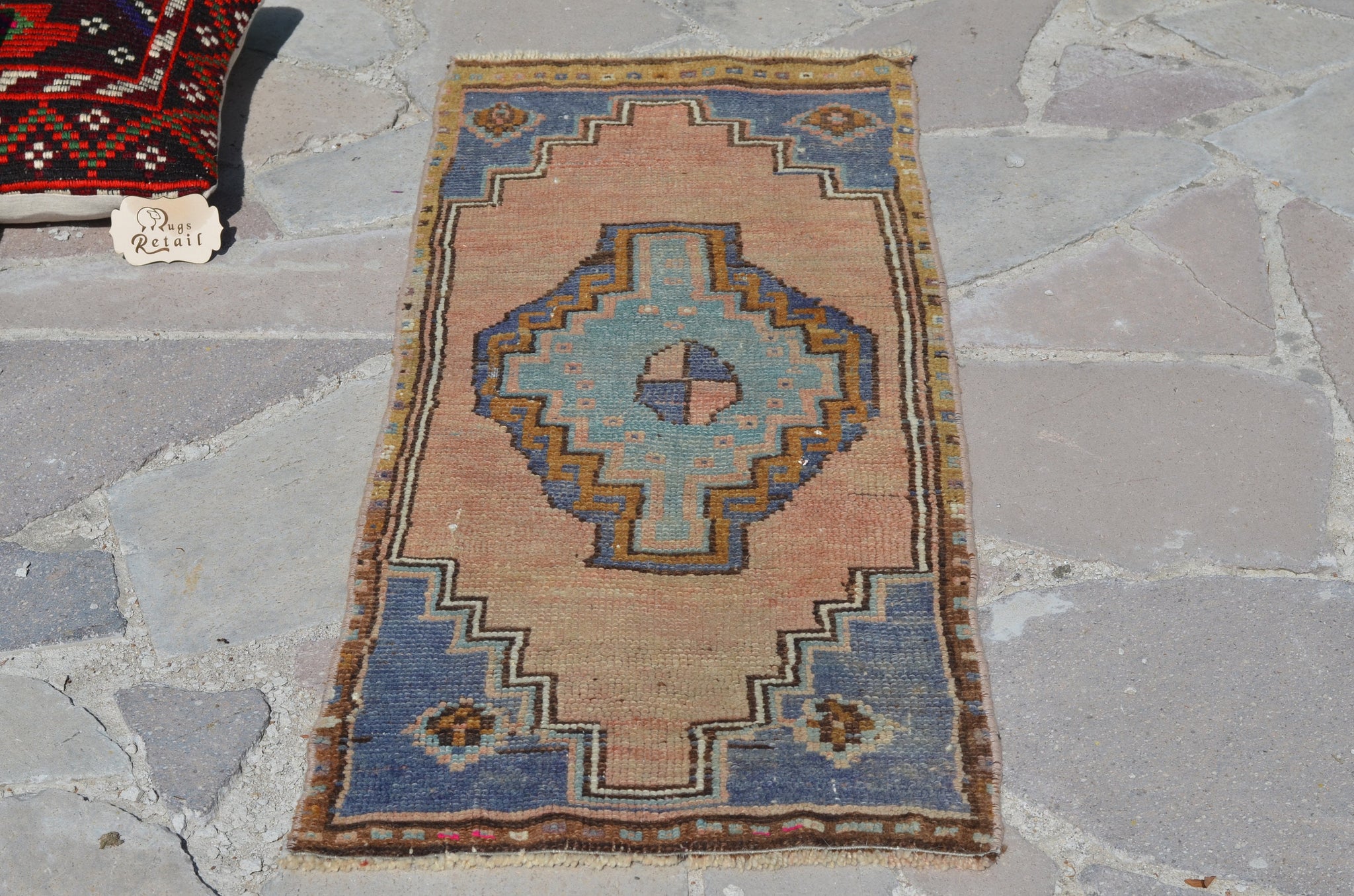 Unique Turkish Vintage small area rug doormat for home decor, bathroom rug, area oushak rug bathroom mat kitchen rug  kilim rug, rug 3,6X1,4, 664632