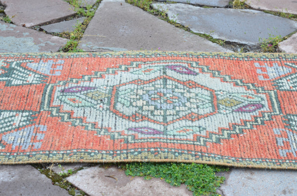 Vintage Handmade Turkish small area rug doormat for home decor, bathroom rug, area oushak rug bathroom mat kitchen kilim rug, rug 3,2X1,5, 664646