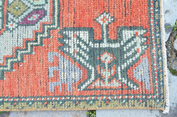 Vintage Handmade Turkish small area rug doormat for home decor, bathroom rug, area oushak rug bathroom mat kitchen kilim rug, rug 3,2X1,5, 664646