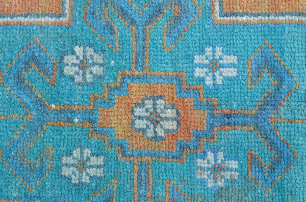 Unique Turkish Vintage small area rug doormat for home decor, bathroom rug, area oushak rug bathroom mat kitchen rug  kilim rug, rug 3.7X1.6, 664701