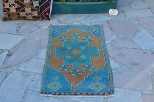 Unique Turkish Vintage small area rug doormat for home decor, bathroom rug, area oushak rug bathroom mat kitchen rug  kilim rug, rug 3.7X1.6, 664701