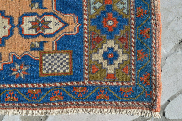 Unique Turkish Vintage small area rug doormat for home decor, bathroom rug, area oushak rug bathroom mat kitchen rug  kilim rug, rug 4x1.4, 664811