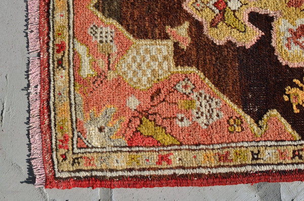 Unique Turkish Vintage small area rug doormat for home decor, bathroom rug, area oushak rug bathroom mat kitchen rug  kilim rug, rug 3.2x1.7, 664818