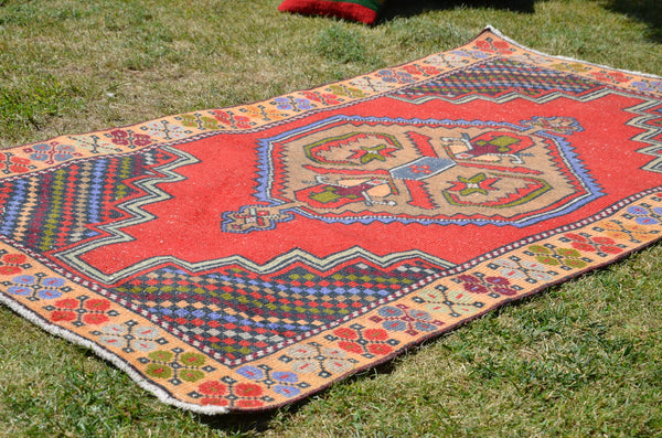 Anatolian Handmade Turkish Vintage rug for home decor, large rug, area rug oushak rug boho rug bedroom kitchen rug  kilim rug, rugs 6x3, 664303