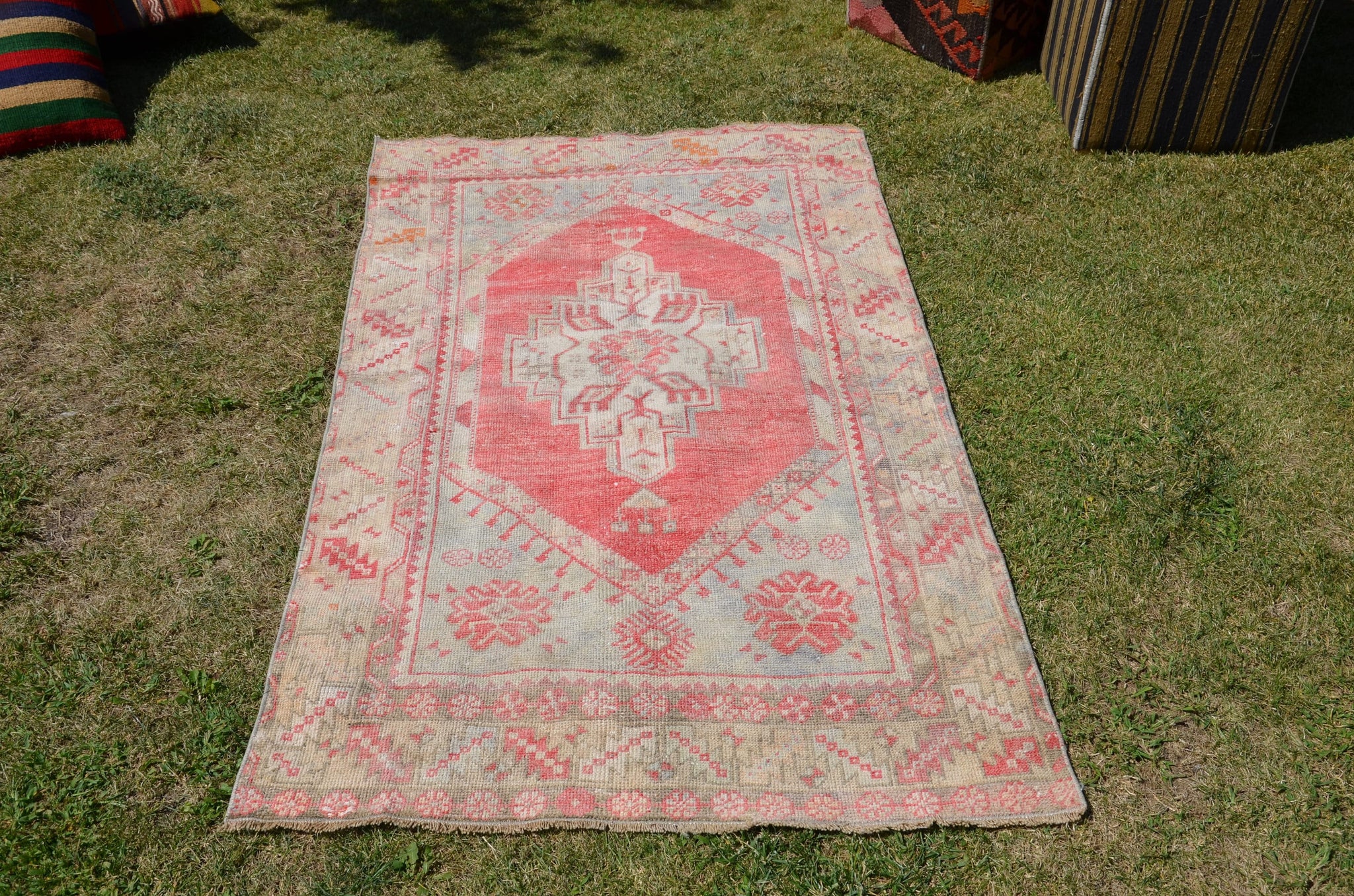 Beige Vintage Turkish Anatolian rug for home decor, area rug, oushak rug boho rug bedroom rug kitchen rug  bathroom rug kilim, rugs 5x3, 664290