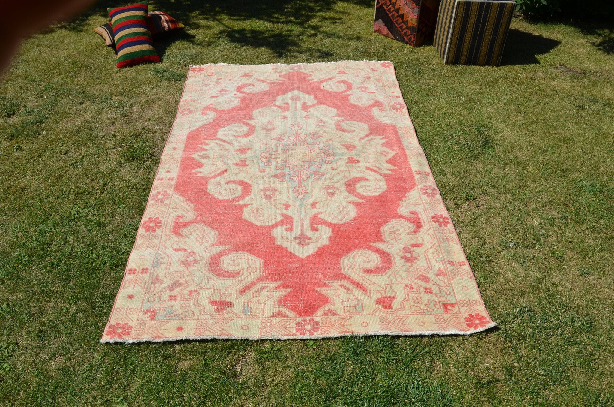Unique Vintage Turkish Anatolian rug for home decor, area rug, oushak rug boho rug bedroom rug kitchen rug  bathroom rug kilim, rugs 7x4, 664397