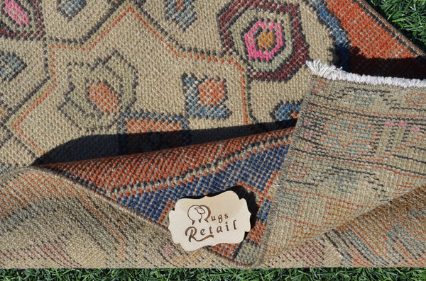Natural Vintage Turkish runner rug for home decor, area rug, Anatolian oushak rug bedroom rug kitchen rug  bathroom rug kilim, 9'7"X2'1", 665023