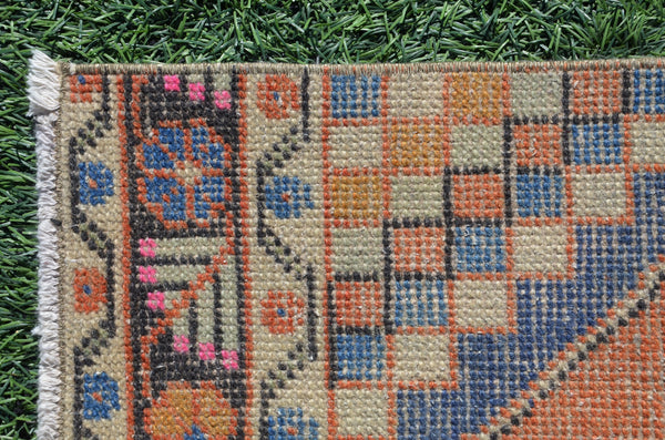 Natural Vintage Turkish runner rug for home decor, area rug, Anatolian oushak rug bedroom rug kitchen rug  bathroom rug kilim, 9'7"X2'1", 665023