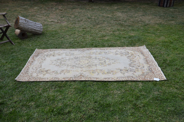 beige oushak Turkish rug for home decor, Vintage rug, area rug boho rug bedroom rug kitchen rug bathroom rug kilim rugs  handmade, rugs 7x4, 664246