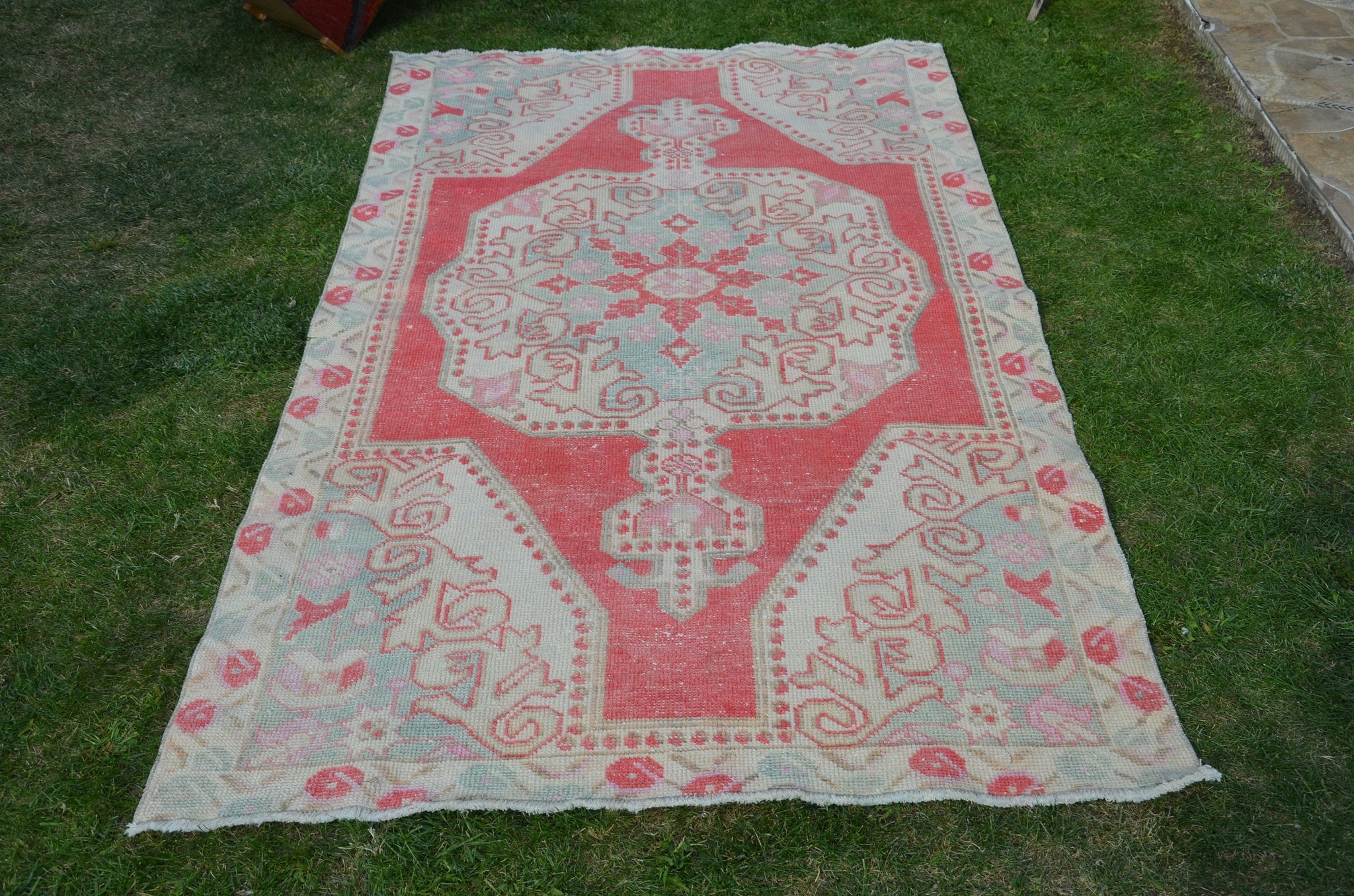 Blue Vintage Turkish Anatolian rug for home decor, area rug, oushak rug boho rug bedroom rug kitchen rug  bathroom rug kilim, rugs 7x4, 664399