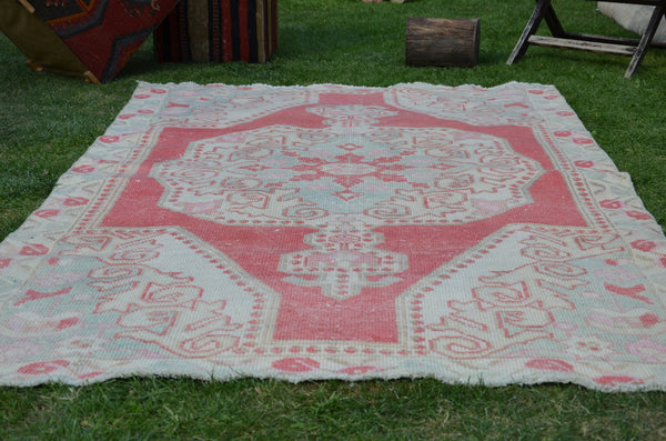Blue Vintage Turkish Anatolian rug for home decor, area rug, oushak rug boho rug bedroom rug kitchen rug  bathroom rug kilim, rugs 7x4, 664399