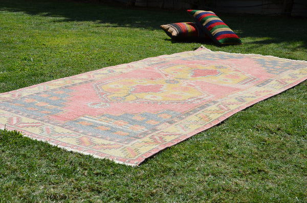 Pink Vintage Turkish Anatolian rug for home decor, area rug, oushak rug boho rug bedroom rug kitchen rug  bathroom rug kilim, rugs 8x4, 664425