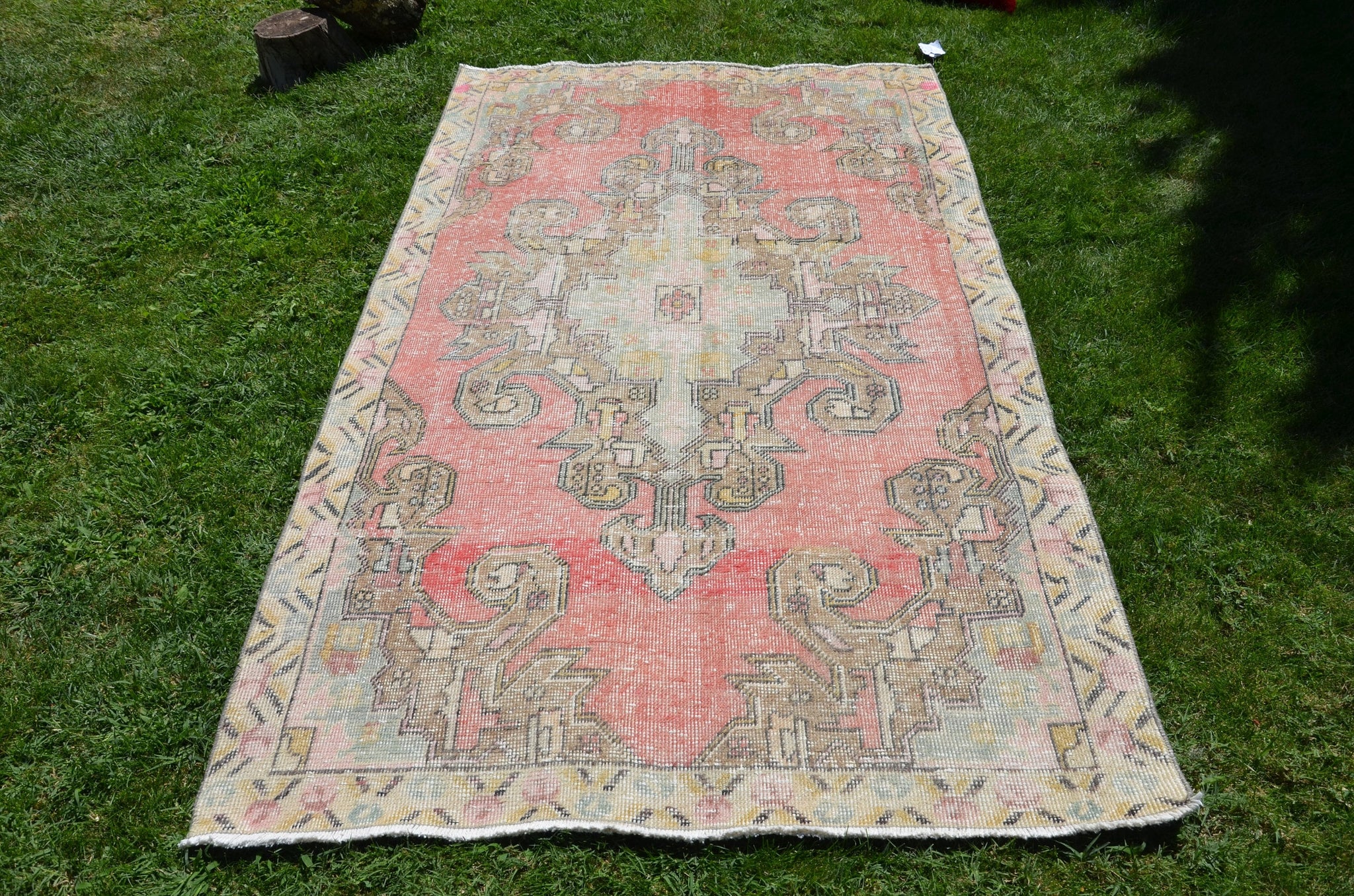 Natural Anatolian Vintage Turkish rug for home decor, area rug, oushak rug boho rug bedroom rug kitchen rug  bathroom rug kilim, rugs 7x4, 664442