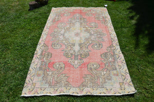 Natural Anatolian Vintage Turkish rug for home decor, area rug, oushak rug boho rug bedroom rug kitchen rug  bathroom rug kilim, rugs 7x4, 664442