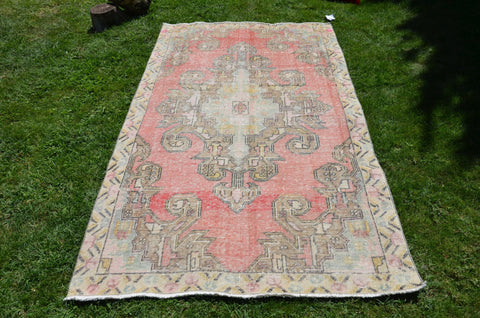 Natural Anatolian Vintage Turkish rug for home decor, area rug, oushak rug boho rug bedroom rug kitchen rug  bathroom rug kilim, rugs 7x4, 664442