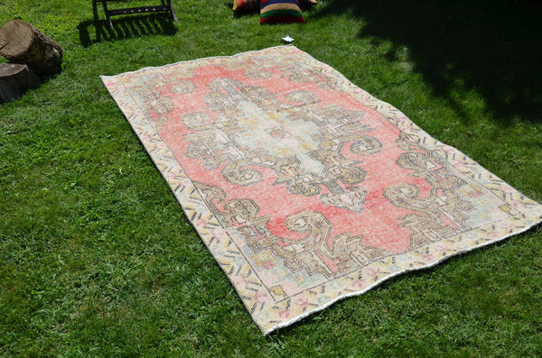 Natural Anatolian Vintage Turkish rug for home decor, area rug, oushak rug boho rug bedroom rug kitchen rug  bathroom rug kilim, rugs 7x4, 664442
