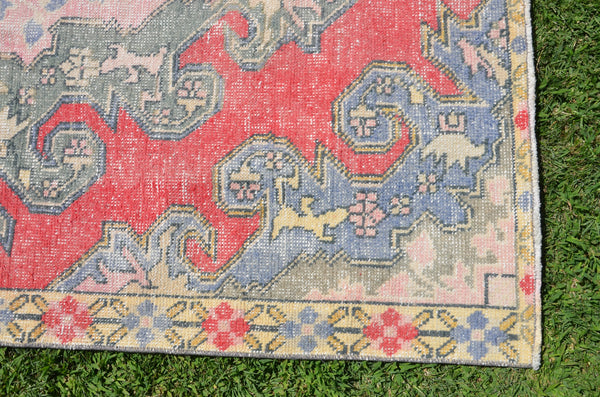 blue Vintage Turkish Anatolian rug for home decor, area rug, oushak rug boho rug bedroom rug kitchen rug  bathroom rug kilim, rugs 7x4, 664469
