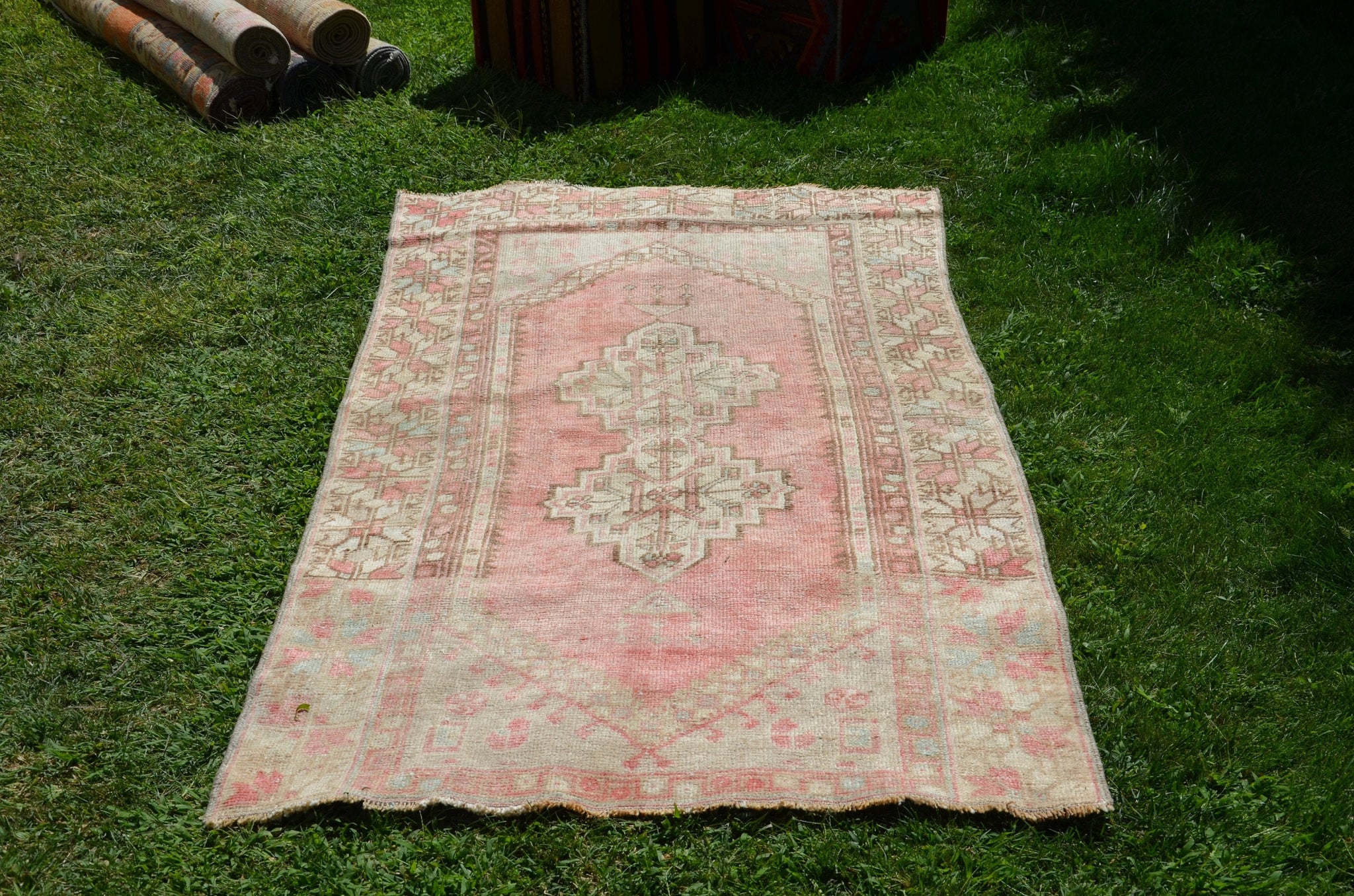 Beige Vintage Turkish Anatolian rug for home decor, area rug, oushak rug boho rug bedroom rug kitchen rug  bathroom rug kilim, rugs 6x3, 664478
