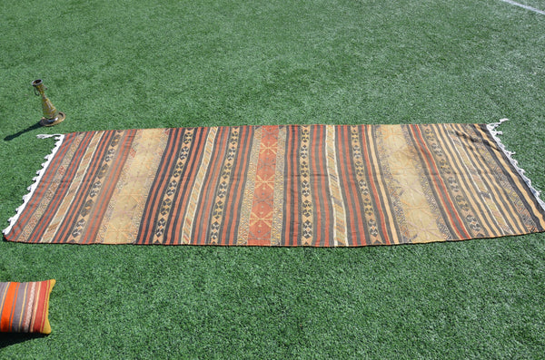 Unique Vintage Turkish runner rug for home decor, area rug, Anatolian oushak rug boho rug kitchen rug  bathroom rug kilim,  13'5"X4'5", 665259