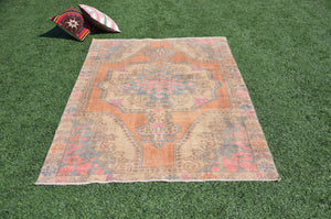 Natural Vintage Turkish Anatolian rug for home decor, area rug, oushak rug boho rug bedroom rug kitchen rug  bathroom rug kilim, rugs 7x5, 665035