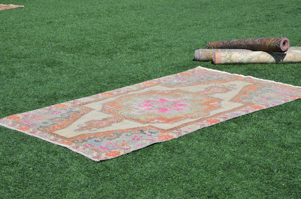 Pink Vintage Turkish Anatolian rug for home decor, area rug, oushak rug boho rug bedroom rug kitchen rug  bathroom rug kilim, rugs 7x4, 665039