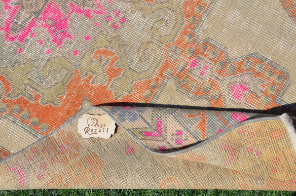 Pink Vintage Turkish Anatolian rug for home decor, area rug, oushak rug boho rug bedroom rug kitchen rug  bathroom rug kilim, rugs 7x4, 665039