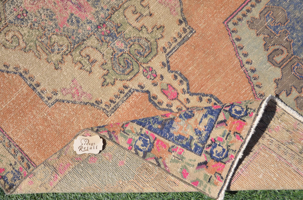 Blue Vintage Turkish Anatolian rug for home decor, area rug, oushak rug boho rug bedroom rug kitchen rug  bathroom rug kilim, rugs 8x4, 665040