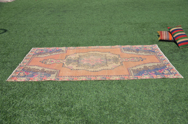 Blue Vintage Turkish Anatolian rug for home decor, area rug, oushak rug boho rug bedroom rug kitchen rug  bathroom rug kilim, rugs 8x4, 665040