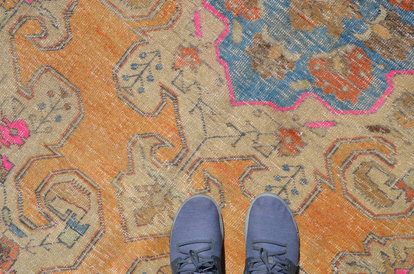 Yellow Vintage Turkish Anatolian rug for home decor, area rug, oushak rug boho rug bedroom rug kitchen rug  bathroom rug kilim, rugs 7x4, 665043