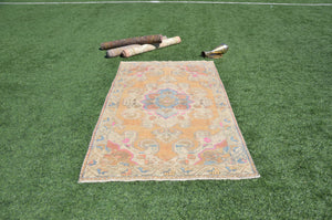 Yellow Vintage Turkish Anatolian rug for home decor, area rug, oushak rug boho rug bedroom rug kitchen rug  bathroom rug kilim, rugs 7x4, 665043