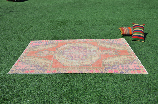 Handmade Vintage Turkish Anatolian rug for home decor, area rug, oushak rug boho rug bedroom rug kitchen rug  bathroom rug kilim, rugs 7x4, 665047