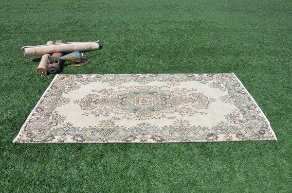 Unique oushak Turkish rug for home decor, Vintage rug, area rug boho rug bedroom rug kitchen rug bathroom rug kilim rugs handmade, rugs 7x4, 665064