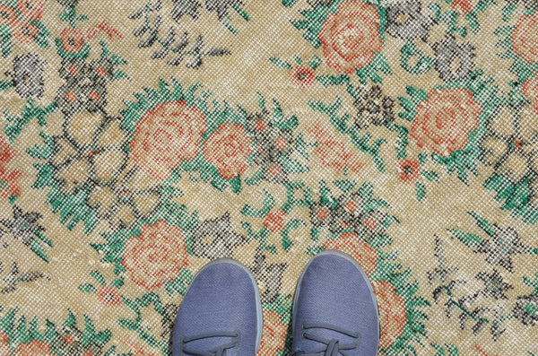 Natural oushak Turkish rug for home decor, Vintage rug, area rug boho rug bedroom rug kitchen rug bathroom rug kilim rugs handmade, rugs 7x4, 665073