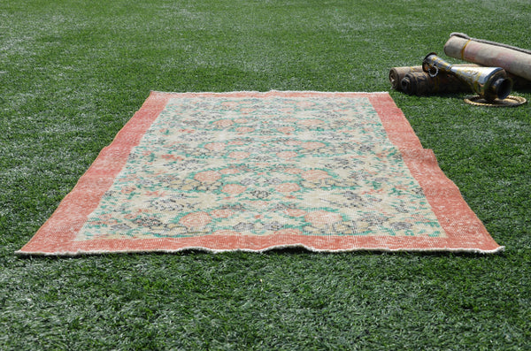 Natural oushak Turkish rug for home decor, Vintage rug, area rug boho rug bedroom rug kitchen rug bathroom rug kilim rugs handmade, rugs 7x4, 665073