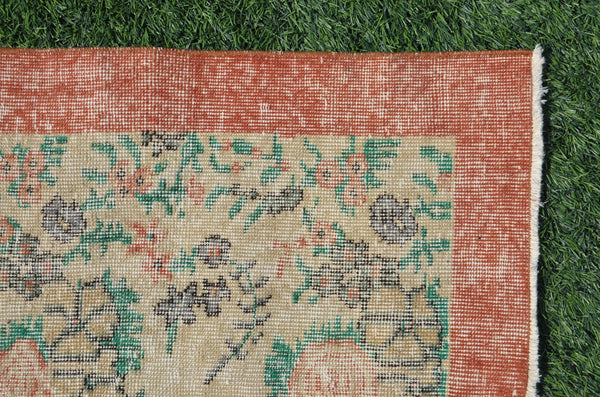 Natural oushak Turkish rug for home decor, Vintage rug, area rug boho rug bedroom rug kitchen rug bathroom rug kilim rugs handmade, rugs 7x4, 665073