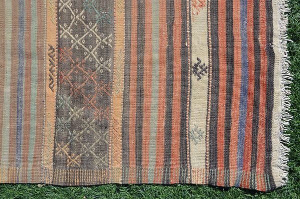 Handmade Turkish large Vintage rug for home decor, oversize rug, area rug oushak rug boho rug bedroom rug kitchen rug  kilim rug, rugs 10x5, 665258