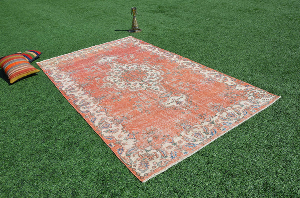 Natural Turkish large Vintage rug for home decor, oversize rug, area rug oushak rug boho rug bedroom rug kitchen rug  kilim rug, rugs 9x6, 665253