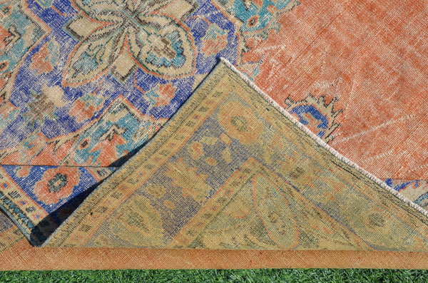 Unique Turkish large Vintage rug for home decor, oversize rug, area rug oushak rug boho rug bedroom rug kitchen rug  kilim rug, rugs 10x7, 665244